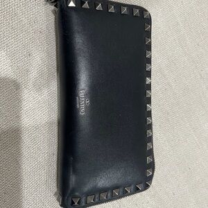Valentino Black Wallet with Silver Studs
